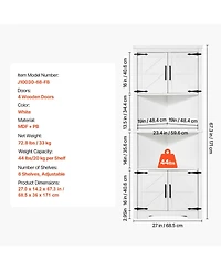 Gouun 68 in Corner Storage Cabinet with Doors and Adjustable Shelves