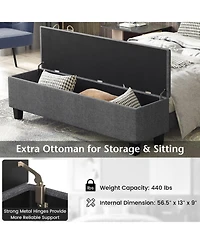 Gouun Full Upholstered Platform Bed Frame with Ottoman Storage and Tufted Headboard