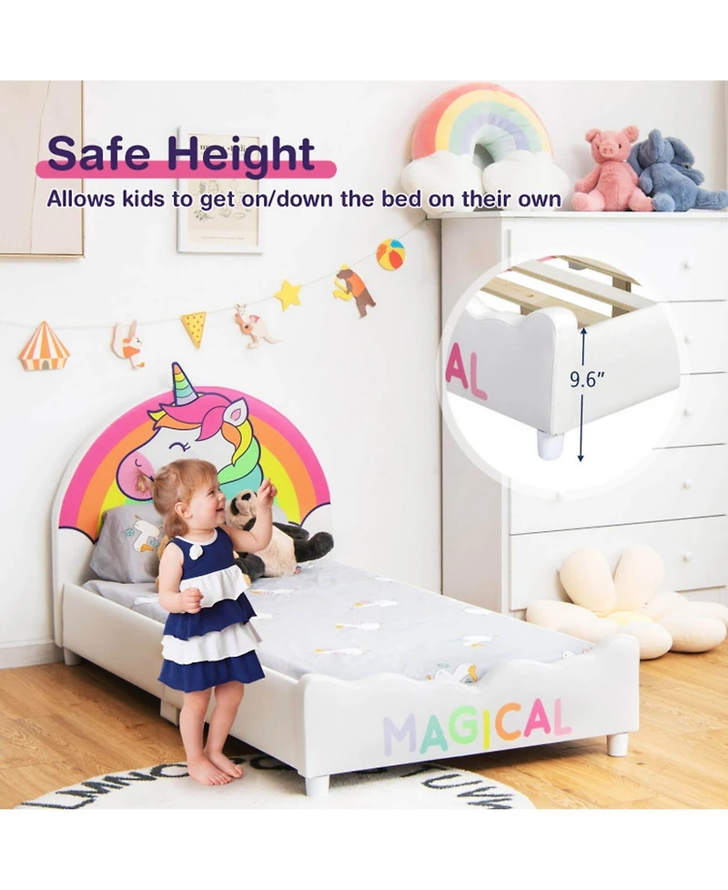 Gouun Kids Twin Upholstered Platform Bed with Padded Headboard