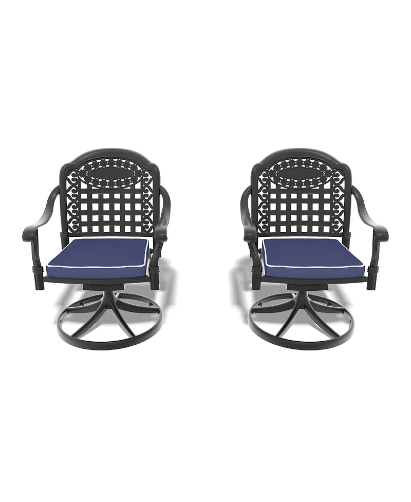 Clihome Patio Cast Aluminum Swivel Dining Chairs with Cushions, Set of 2