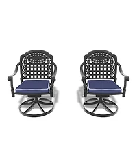 Clihome Patio Cast Aluminum Swivel Dining Chairs with Cushions, Set of 2