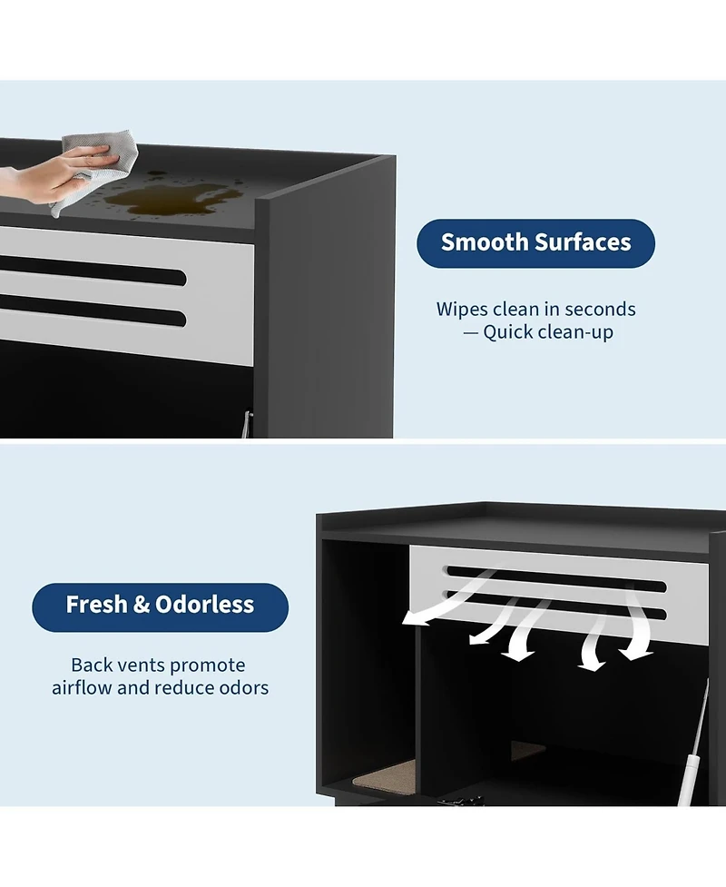 gaomon Cat Litter Box Enclosure with Ventilated Panel Hidden Litter Box Furniture with Drop Down Door, Indoor Cat House