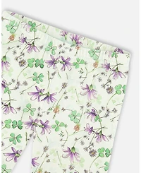 Deux par Deux Little Girls Jersey Tunic and Cotton Capri Set Printed Flowers