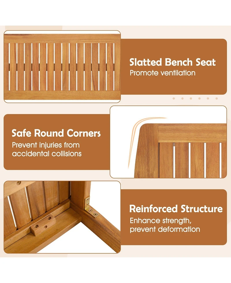 Sugift 48 in Acacia Wood Outdoor Patio Dining Bench