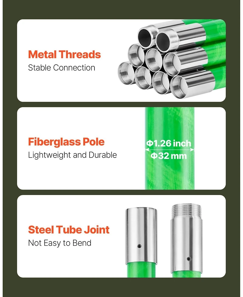 Sugift Manual Pole Saw, 3.87-27 ft, Extendable Tree Pruner, for High Branch Trimming