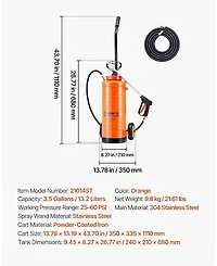 Sugift Industrial Concrete Sprayer, 3.5 Gallon Stainless Steel Sprayer with Tri-Poxy Pump