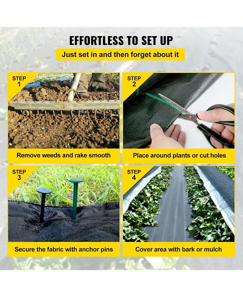 Sugift Premium Weed Barrier Fabric, Heavy Duty, Woven Geotextile Fabric