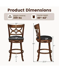 Gouun 31 in Swivel Upholstered Faux Leather Counter Height Bar Stools Set of 2 and High Backrest