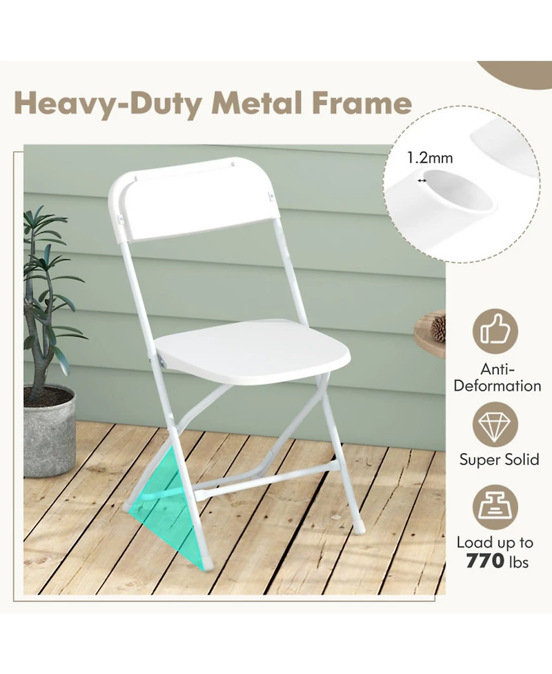 Gouun 770 lbs Capacity 4-Pack Metal Folding Chairs with Pp Seat and Back