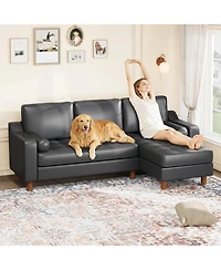 gaomon L-shape sectional sofa with convertible chaise, deep seat design, modern mid-century style, comfy 3-seat leather couch for living rooms.