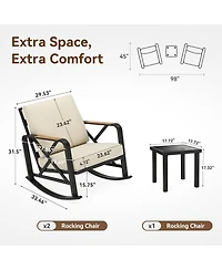 Tribesigns Outdoor Rocking Chair Set, 3PCS Bistro Set with Thick Cushion, Waterproof Patio Chairs Table