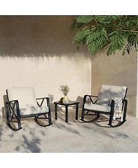 Tribesigns Outdoor Rocking Chair Set, 3PCS Bistro Set with Thick Cushion, Waterproof Patio Chairs Table