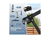 Slickblue Outdoor Cantilever Patio Umbrella with Solar Led Lights, Hanging Design