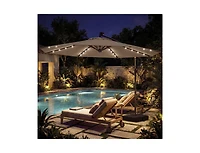 Slickblue Outdoor Cantilever Patio Umbrella with Solar Led Lights, Hanging Design