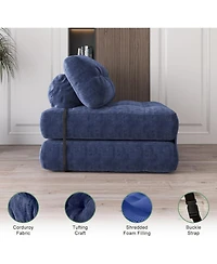 gaomon Folding Sofa Bed, Floor Couch with Pillow, Futon Bed Convertible Sleeper Chair Foldable Mattress Back Support