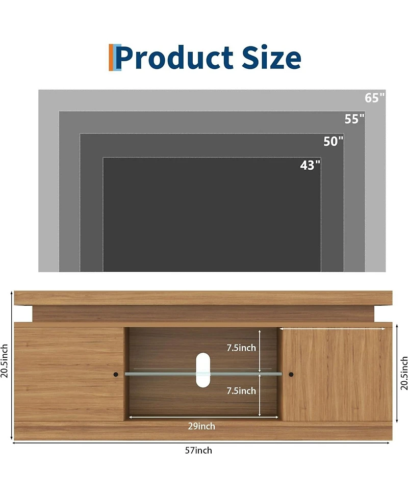 gaomon Tv Stand, Entertainment Center for Tvs , Modern Tv Stand with Storage, Power Outlets and Adjustable Shelf, TV Console LivingRoom