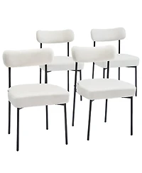 Gouun Set of 4 Upholstered Boucle Patio Dining Chairs with Curved Backrest and Metal Legs