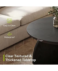 Tribesigns 31.5'' Round Coffee Table, Modern Circle Center Living Room Table, Black Low Cocktail Table