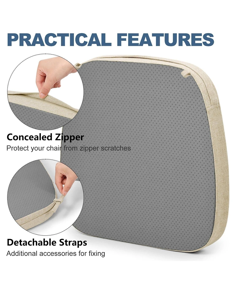 Gnuadz 4PC Kitchen Chair Cushions Non-slip Detachable Straps Machine Washable