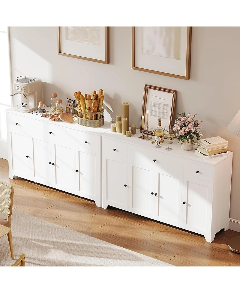 gaomon buffet cabinet with drawers, large sideboard with shelves and doors, minimalist wood coffee bar station for kitchen storage.