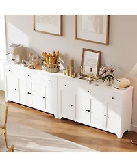 gaomon buffet cabinet with drawers, large sideboard with shelves and doors, minimalist wood coffee bar station for kitchen storage.
