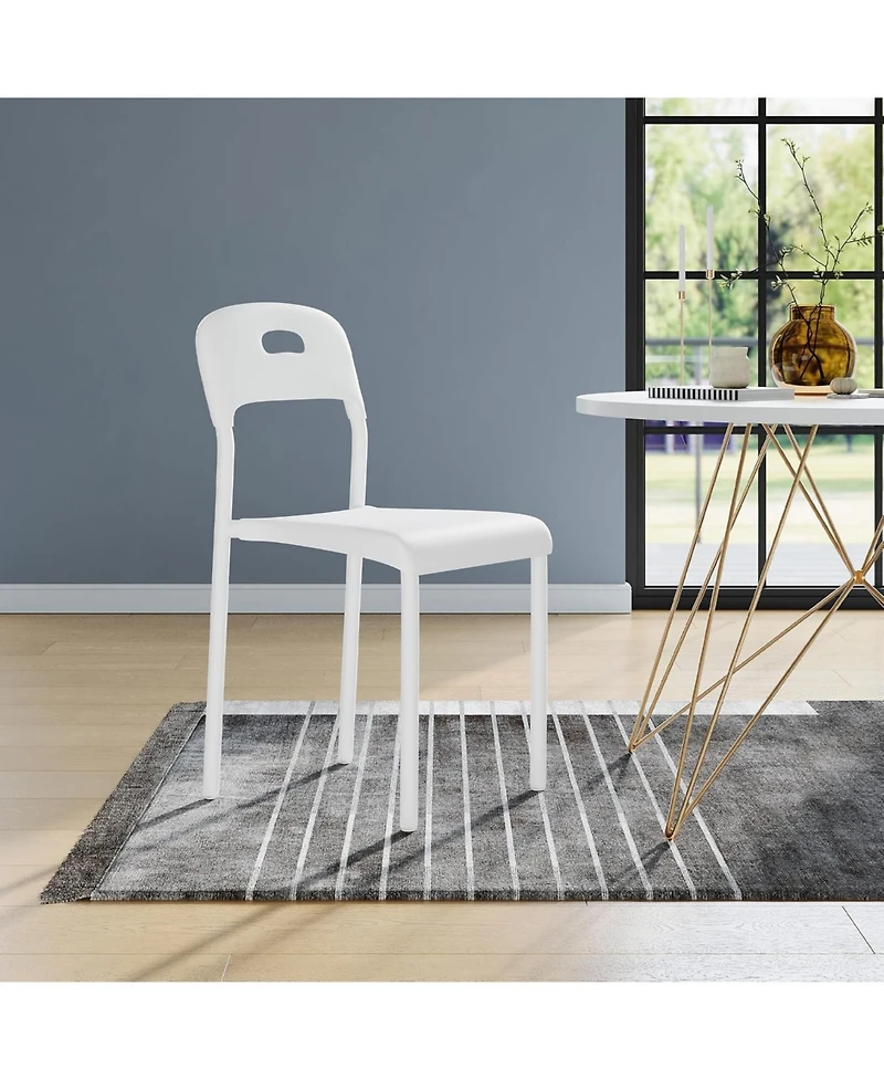 gaomon Stackable Dining Chair, Plastic Seat with Ergonomic Back and Metal Legs, Waterproof, Easy Assembly, Single Pack
