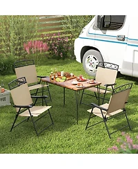 Gouun Set of 4 Folding Patio Dining Chairs with Armrests and Inclined Backrest