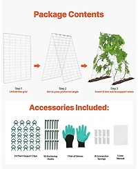 Sugift Cucumber Trellis, 35" x 55", Foldable with Plant Clips, Metal Garden Support