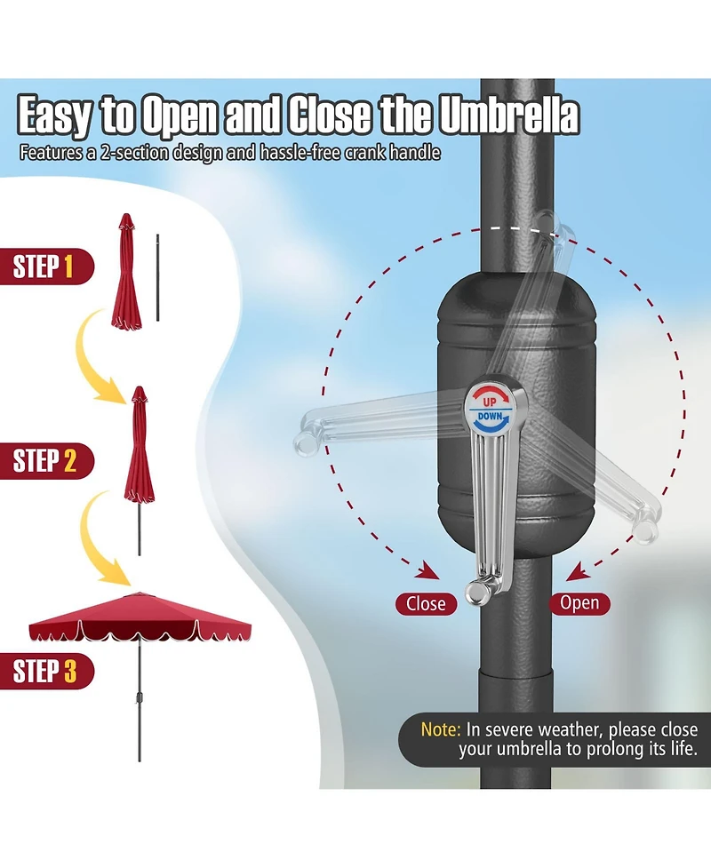 Sugift 10 ft Patio Market Umbrella with Crank and Tilt Adjustment