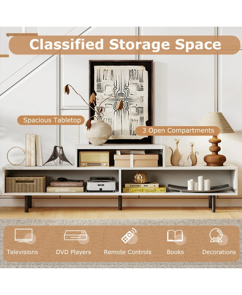 Gouun 63 in Open Cubby Tv Stand with 5-Leg Stability for TVs up to 70