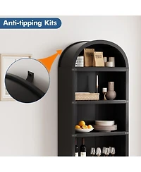 gaomon 71.65" Tall Farmhouse 5-Tier Arched Wooden Bookcase, Display Storage for Home Office