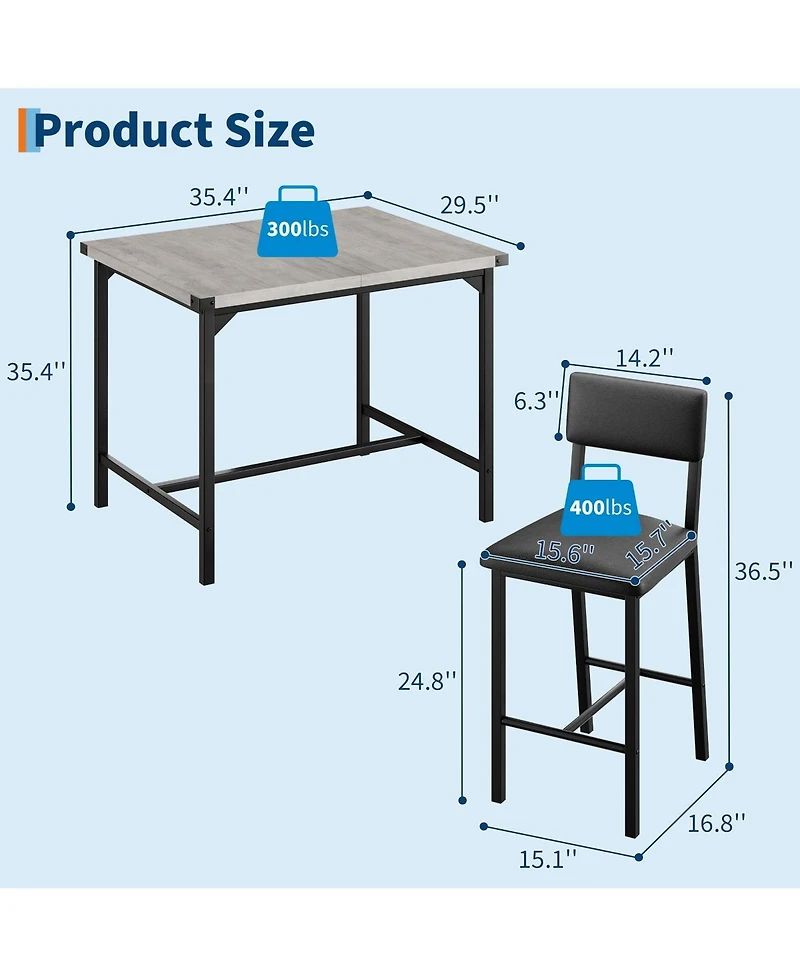 gaomon 5-Piece 4-Person Dining Table Set with Footrest