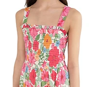 Rare Editions Girls' 7-16 Printed Georgette Smocked Crossback Bodice Dress