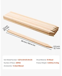 Sugift Wooden Garden Stakes, 25 Pcs 36 x 0.5 x 1.5 inches, Fir Wood Plant Support Stakes