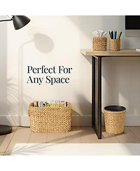 Best Choice Products 6-Pc Water Hyacinth Bathroom Storage Set, Includes Trays, Trash Bin, Toilet Paper Storage, Tissue Box Cover, Garbage Can