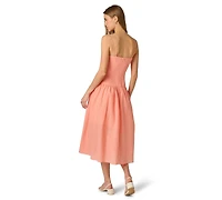 Adrianna Women's Seersucker Square Neck Midi Dress