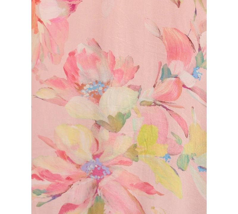 Adrianna Women's Printed V-Neck Lace Trimming Satin Dress