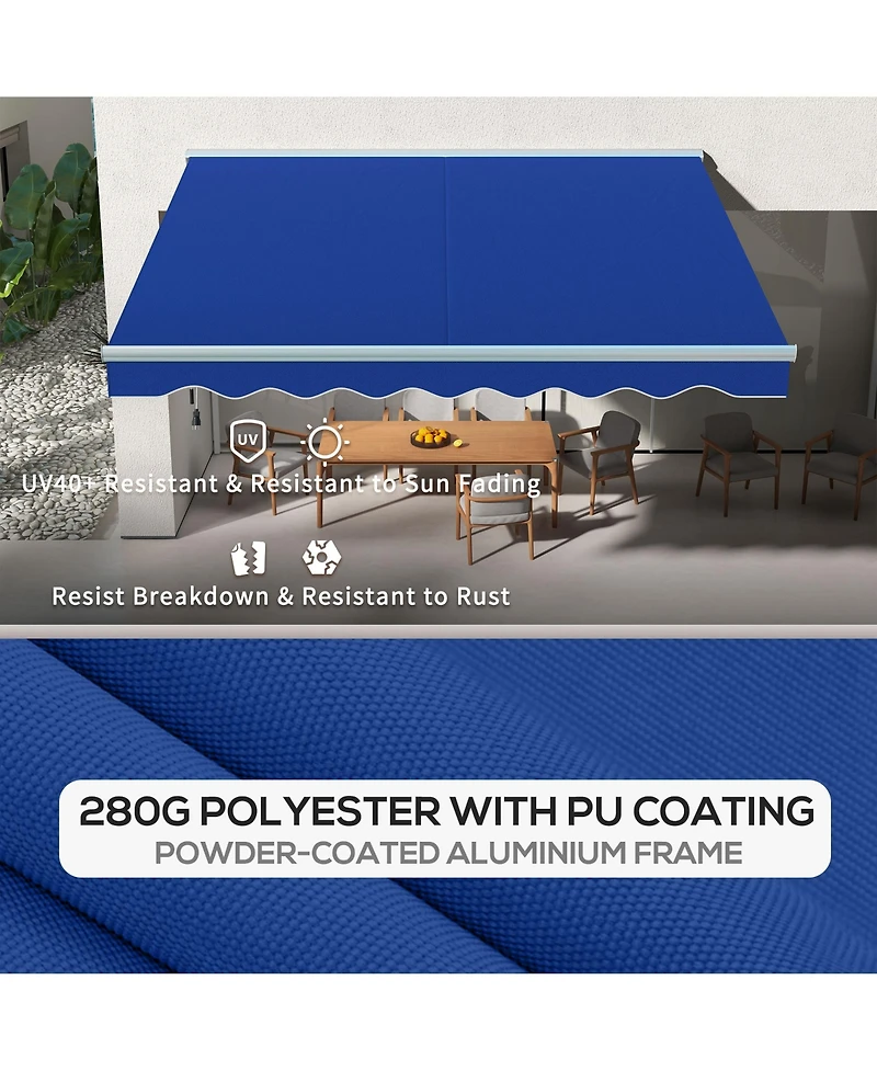 Outsunny 16.5' x 10' Electric Retractable Awning w/ Led Lights, Blue