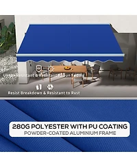 Outsunny 16.5' x 10' Electric Retractable Awning w/ Led Lights, Blue