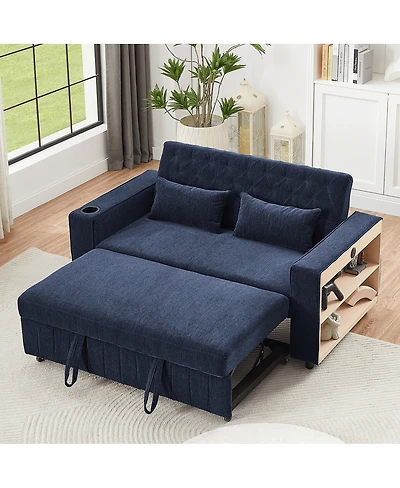 Maison Boucle Pull Out Loveseat Sofa with Adjustable Backrest for Small Space