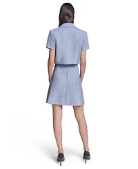 Karl Lagerfeld Paris Womens Tweed A Line With Button Dress Cropped Tweed Jacket