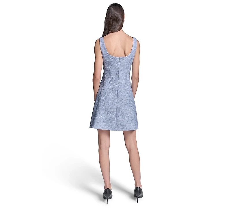 Karl Lagerfeld Paris Women's Tweed A-Line with Button Dress