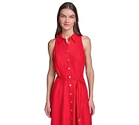 Karl Lagerfeld Paris Women's Collared with Rope Belt Shirtdress