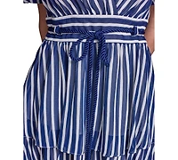 Karl Lagerfeld Paris Women's Puff Sleeve Fit and Flare Dress