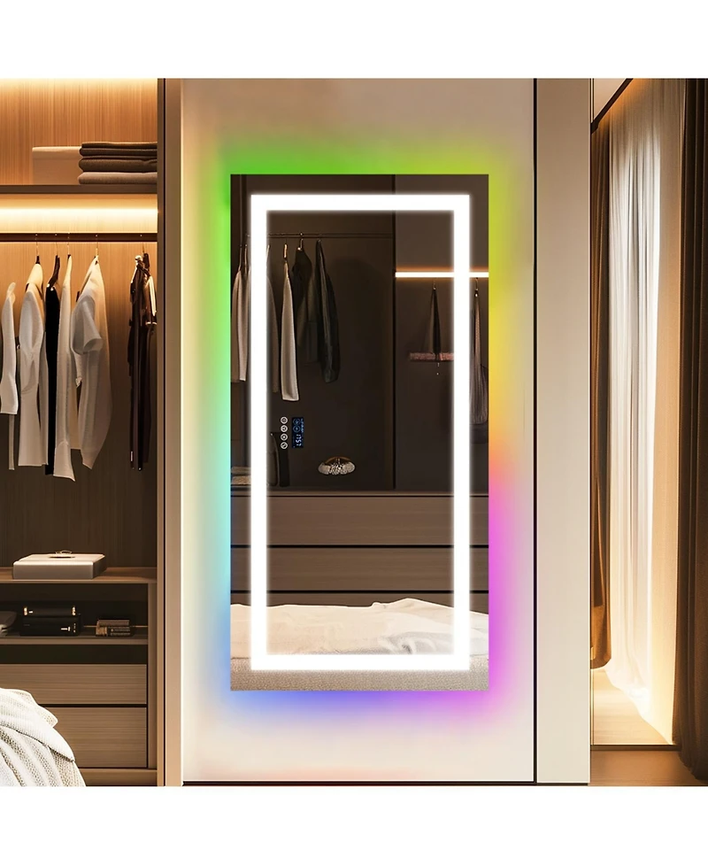 Luvodi 63 x 31.5 in Smart Led Bathroom Vanity Mirror with Bluetooth Speaker and 11-Setting Dimmable Lighting