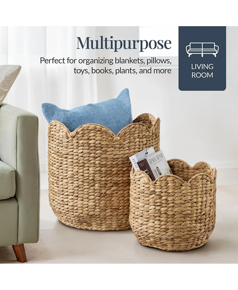 Best Choice Products Scalloped 3PC Water Hyacinth Nesting Baskets