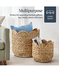 Best Choice Products Scalloped 3PC Water Hyacinth Nesting Baskets