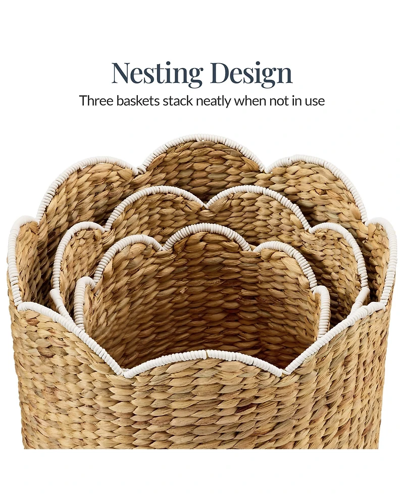 Best Choice Products Scalloped 3PC Water Hyacinth Nesting Baskets