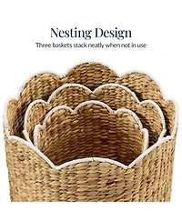Best Choice Products Scalloped 3PC Water Hyacinth Nesting Baskets