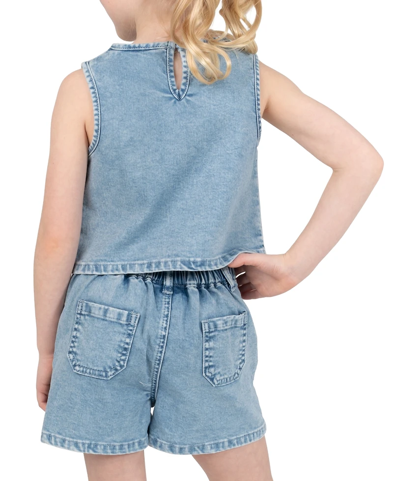 Rarity Girls' 2T-6X Denim Vest Top and Matching Shorts, 2-Piece Set